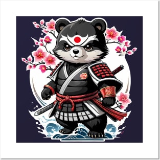 Japanese Samurai Bear Tattoo, Kawaii Ninja Bear Posters and Art